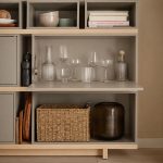 Βιβλιοθήκη σε Απόχρωση Acacia με Grey Beige Κουτιά 138x32x170