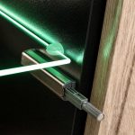 Σύνθεση Τηλεόρασης με Βιοτζακι Βιτρίνες & LED σε Μαύρο -Δρυς Viking - Μαύρο Μάρμαρο 280x45x182