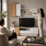 Σύνθετο Σαλονιού με Έπιπλο TV Ράφι & Κρεμαστά Ντουλάπια Golden Craft Oak White 300x31.65x180