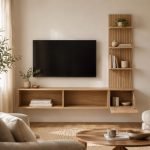 Σύνθεση Σαλονιού TV με Πάνελ Τοίχου σε απόχρωση Δρυς Φυσικό 180x35x130