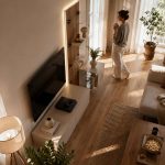Σύνθεση Σαλονιού TV με LED σε Γκρι Glina & Dąb Coast Evoke 220x40x160