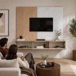 Σύνθεση Σαλονιού TV σε Λευκό Μάρμαρο & Δρυς Cremona 160x35x148