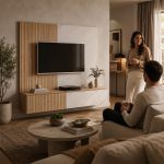 Σύνθεση Σαλονιού TV σε Λευκό Μάρμαρο & Δρυς Cremona 160x35x148