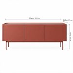 Έπιπλο Τηλεόρασης σε Terracotta με 3 Ντουλάπια 144x37x55