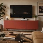 Έπιπλο Τηλεόρασης σε Terracotta με 3 Ντουλάπια 144x37x55