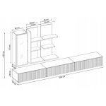 Σύνθεση Σαλονιού TV με LED σε Dąb Viking & Μαύρο Ματ 300x45x160