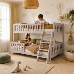 Παιδική Ξύλινη Κουκέτα  90×200 / 120×200 σε Αποχρωση Κασμίρ με Φαρδύτερο Κάτω Κρεβάτι