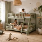 Παιδική Ξύλινη Κουκέτα  90×200 / 120×200 Λαδί με Φαρδύτερο Κάτω Κρεβάτι