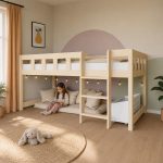 Παιδικό Υπερυψωμένο Κρεβάτι PLOTTY 90x200 με Βαμβακερό Κουρτινάκι