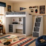 Παιδική Κουκέτα Loft Ανθρακί / Καρυδί με Γραφείο Ντουλάπα & Στρώμα 90×200