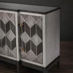 Μπουφές Γκρι με 3D Πρόσοψη & Χρυσές Λεπτομέρειες 152×42×92
