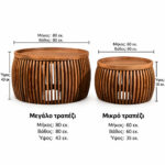 Σετ 2 Στρογγυλά Τραπεζάκια Σαλονιού 80x80x43 & 60x60x35 από Μασίφ Ξύλο Mango – Walnut