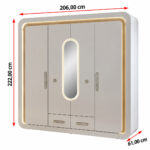Ντουλάπα 4θυρη Premium με LED Φωτισμό & Soft Close 206x61x222