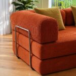 Τριθέσιος Καναπές Κρεβάτι με Ριγέ Ύφασμα Fleece 200x94x70 cm