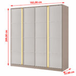 Ντουλάπα 4θυρη με LED Φωτισμό & Soft Close 183x55x209 cm