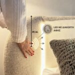 Επενδεδυμένο Κρεβάτι Διπλό με LED Αποθηκευτικό Χώρο σε Μπεζ Chenille 160×200 cm