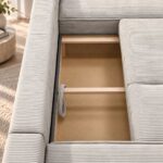 Γωνιακός Καναπές Primo U Μπεζ κοτλε Pet Friendly με Κρεβάτι & Αποθηκευτικό Χώρο – 390×185×86 cm