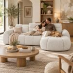 Γωνιακός Καναπές Δεξια πλευρα Εκρού με Ηλεκτρική Λειτουργία Relax 275×190×88